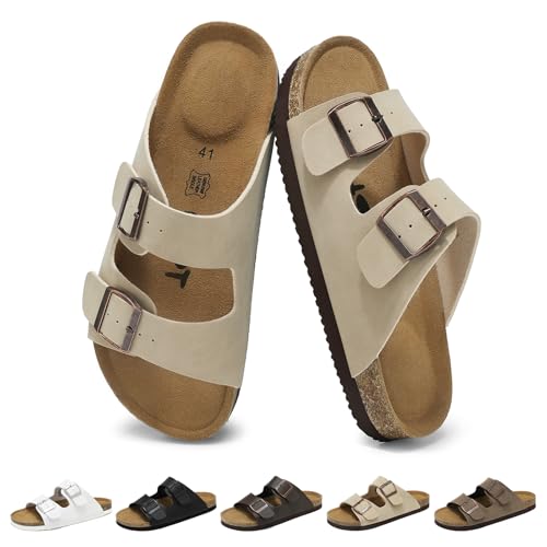 Wizshoe Sandals Men Summer Clogs Mules with Adjustable Buckle Ergonomic Cork Insole Breathable Design Non-Slip Sole Comfortable for Home Garden Indoor and Outdoor 41-46 EU