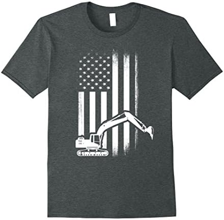 Mens USA American Flag Heavy Equipment Operator T shirt XL Dark Heather