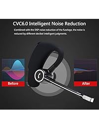 Corefyco   Auriculares inalámbricos con Bluetooth, manos libres, estéreo, auriculares de negocios, con micrófono de cancelación de ruido, para negocios, oficina, conducción, trabajo para iPhone, Samsung, Android