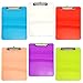 Adorox Set of 6 Standard Size Clipboards Clear Colorful Transparent Mix Assorted Colors (Multicolored 6 Pack)