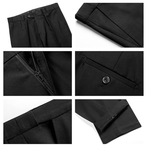 KUDMOL Men's 3-Piece Suit Wedding Slim Fit One Button Business Tuxedo Suits 3 Piece Solid Color for Party Comfort Blazer Jacket and Trousers Vest