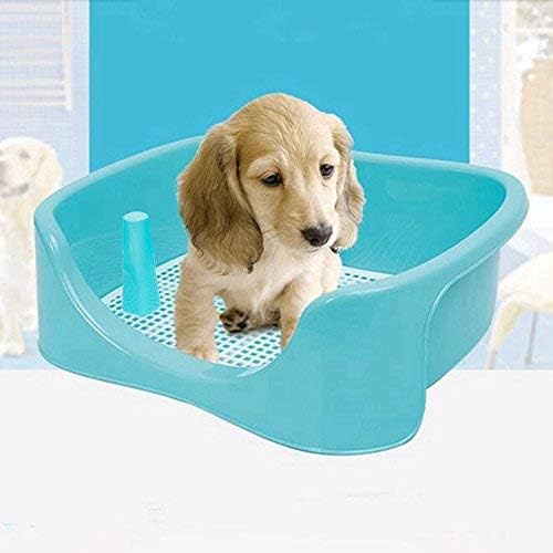 TeaQ Dog Toilet 50x40x17cm with Pee Post for Boy and Girl Dogs Toilet Training Floor Protection