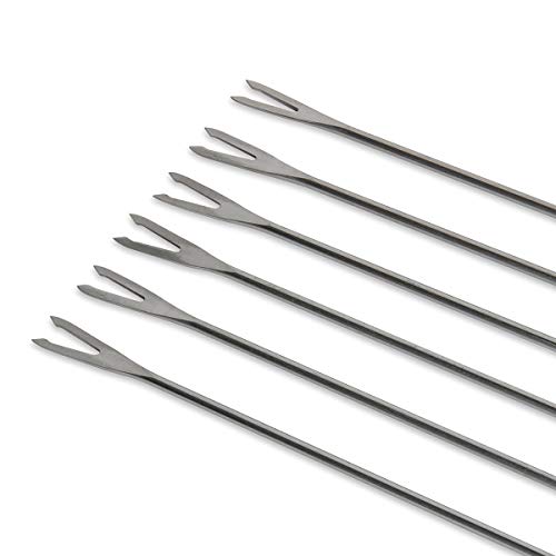 Set of 12 Stainless Steel Fondue Forks 9.5" with Heat Resistant Handle,FLYPARTY Color Coding Forks Perfect For Cheese Chocolate Fountain Roast Marshmallows Meat