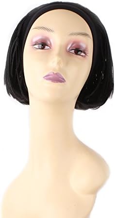 6 Inch Synthetic Braided Wigs Box African American Braided Wigs With Headband Half Wig Bob Braided Wigs ( 1 piece,1B#)