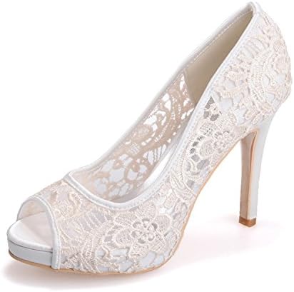 Women's Lace Wedding Bridal Shoes Open Peep Toe High Heel Evening Porm Sandals ZXF6041-01