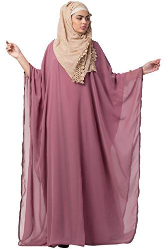 HUB Kaftan Overlay Pink Georgette Abaya 