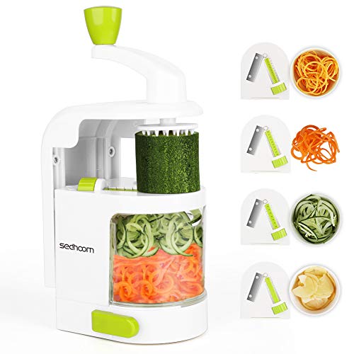 Spiralizer 4-Blade Vegetable Spiralizer Sedhoom Heavy Duty Spiral Slicer Zucchini Noodle & Veggie Pasta & Spaghetti Maker for Low Carb/Paleo/Gluten-Free Meals/Salad