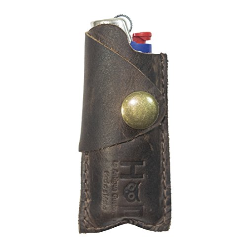Rustic Leather Lighter Protective Case Handmade by Hide & Drink :: Bourbon Brown