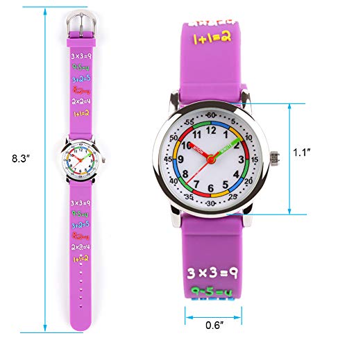 Venhoo Kids Watches 3D Cute Cartoon Waterproof Silicone Children Toddler Wrist Watch Time Teacher Birthday Gift for 3-10 Year Boys Girls Little Child (Metal Purple Number) - Thumbnail 3
