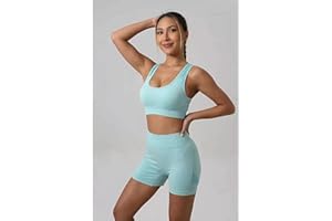 Workout Sets for Women 2 Piece Seamless High Waist Shorts Yoga Outfits Sports Bra Gym Shorts