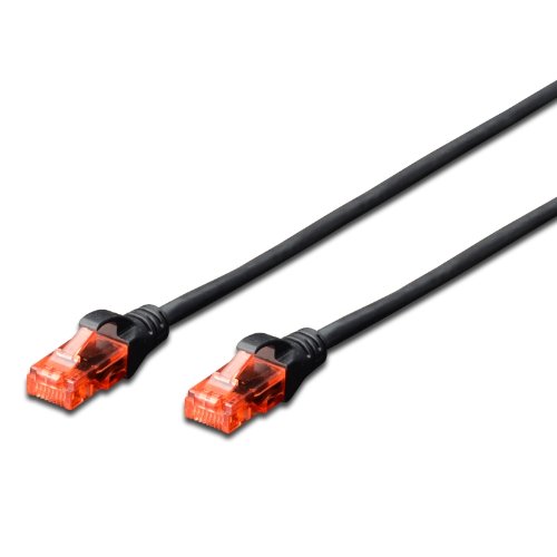ewent CAT 6 U/UTP Patch Network Ethernet cable, transmission up to 1Gigabit, AWG 26/7, 2 RJ45 connectors. Ideal for fiber optic transmission with Gigabit/LAN regi 3m black