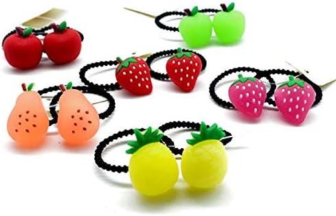 Auch 12 PCS (6 Pairs) Cute Fruit Bow Girls Elastic Hair Ties Head Hair Tie Bands Ropes Girls Ponytail Holders for Toddlers Baby Girls