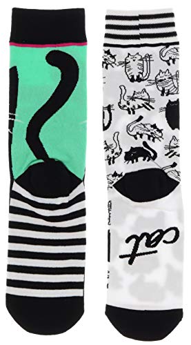 Woven Pear Women's Playful Cats Crew Socks (2Pr), Cotton Blend