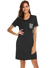 Ekouaer Women's Nightgown Sleep Dress Short Sleeve Summer Sleepwear Modal Sleepshirt Pajama Dress Nightshirt