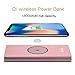 BONAI Wireless Portable Charger, 12000mAh Power Bank Battery Pack, USB and Type C Input/Output Aluminum Slim Wireless Charger Compatible iPhone Xs Max 8 7 6+ Plus,Samsung Galaxy S9 Note 8 Rose Gold