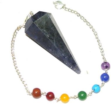 Iolite Gemstone Natural Faceted Gemstone Pendulum w/ Chakra Chain