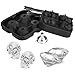 Ice Tray, 3D Skull and Diamond Flexible Silicone Ice Cube Tray, Ice Cube Molds with Lids BPA Free for Whiskey Wine, Cocktails and Beverages by AmpleSky, Set of 2 (Black)