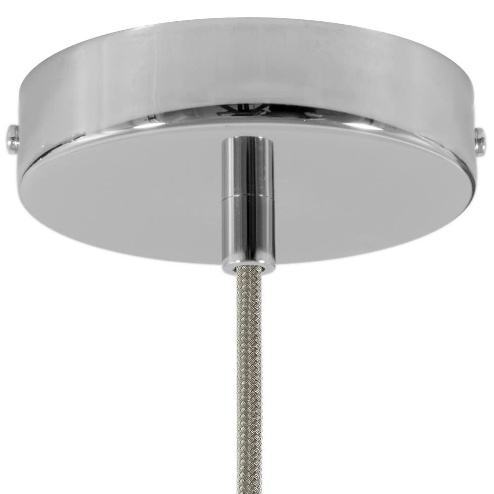 creative cables Cylinder Rosette Kit 120 mm, Bracket, Screws and Cable Clamp, Metal, E14, Chrome — image 1