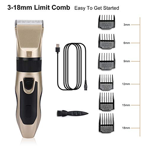 MOTOBA Professional Hair Clippers for Men, Rechargeable Hair Trimmer Cordless Barber Shavers Haircut Kit with 6 Combs (Gold)