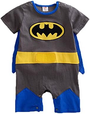 VogueFashion Baby Superhero Jumpsuit with Removable Cape and Shoes (12-18 Months, Batman 2)