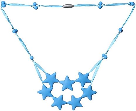 ComfyBaby Beads 'Falling Stars' Silicone Teething Necklace BPA Free - Up in the Sky Blue