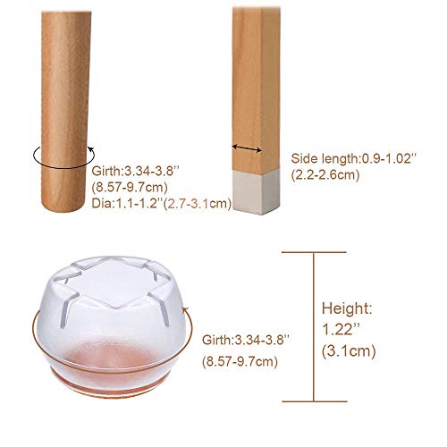 LZYMSZ 32 Pack Chair Leg Wood Floor Protectors,Silicone Floor Protector Table Feet Covers,Round Chair Leg Caps with Felt Pads,Chair Feet Glides Furniture Carpet Saver