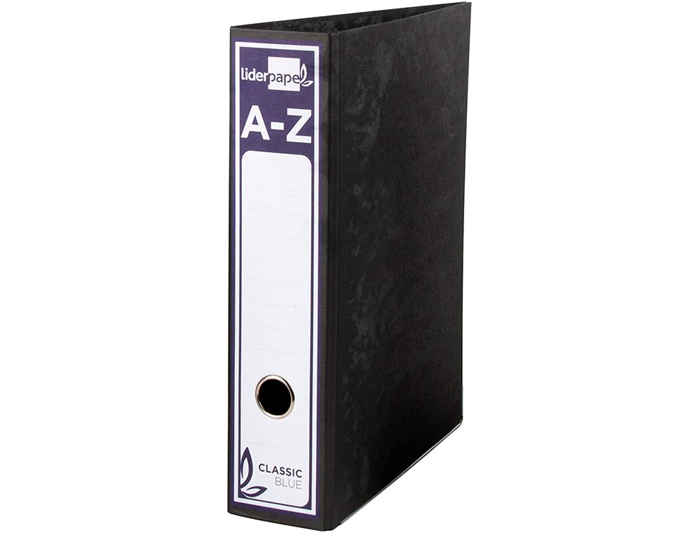 Lever Arch File liderpapel A4 Classic Blue Carton entrecolado Without Rado 80 mm Spine Black Compressor Metalico