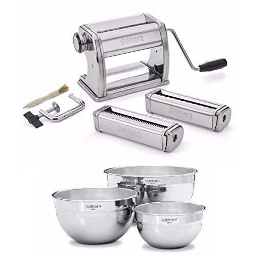 Click Here to See More Images Cuisinart CTG-00-PM 5-Piece Pasta Maker and Set of 3 Stainless Steel Mixing Bowls