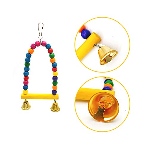SSRIVER Bird Toys Bird Swing Parrot Bed Ladder Budgie Hammock Macaws Bite Parakeets Bell Lovebirds Rattan Conures Perch Finches Toys Pendant 6 Pcs