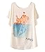 Women's Loose Short Sleeve Cat Kiss Fish Print T-shirt Top