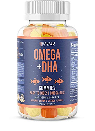 Omega + DHA Gummies to Support Brain, Joint & Cardiovascular Health - Aids Vision and Immune Health, Non-GMO, Gelatin-Free, Plant Based Oils, Natural Flavors, 60 Vegetable Gummies