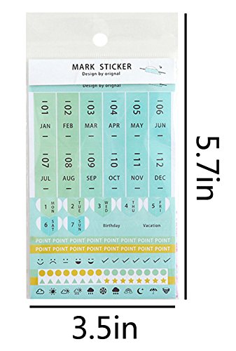 Eilova DIY Neon Weekly Monthly Calendar Stickers Self-Adhesive Index Tabs Divider Personal Journal Planner Reminder Flag Sticker(4 Packs, Total 32 Sheets)