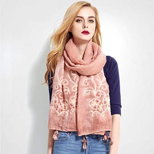 Scarfs Pink Bandana Cotton Scarf Women Shawl Stitch Scarf Shawl