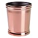 mDesign Decorative Metal Round Small Trash Can Wastebasket, Garbage Container Bin - for Bathrooms, Powder Rooms, Kitchens, Home Offices - Durable Solid Steel, Non-Slip Base - Rose Gold