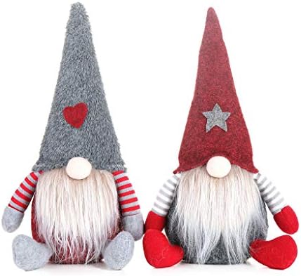 NAOTAI Christmas Handmade Swedish Gnome Santa Sitting Plush Doll Ornaments Xmas Holiday Home Party Decor Kids Toy Gift (Grey)