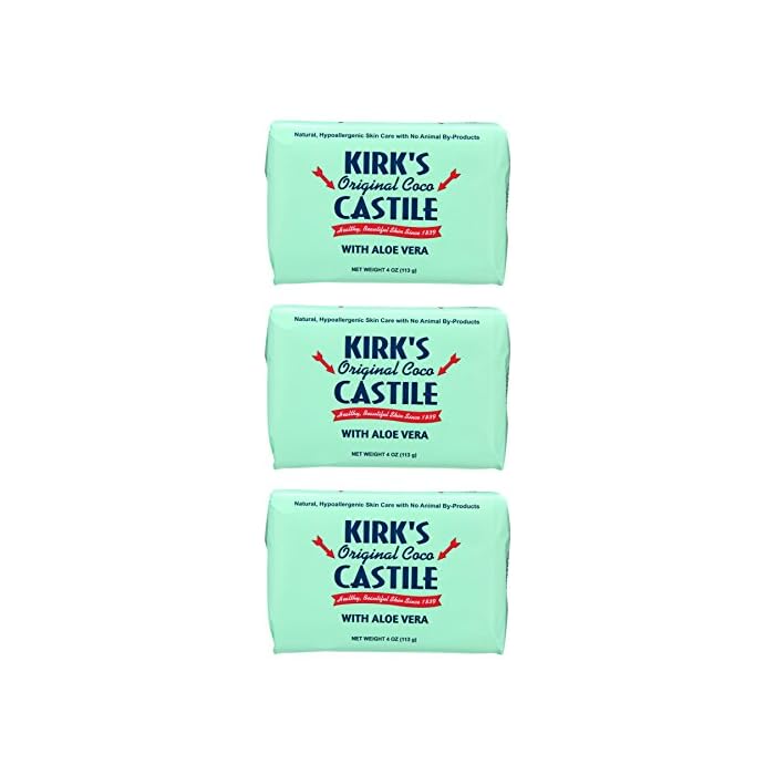 Buy Kirk's Aloe Vera Original Coco Castile Bar Soap (Pack of 3) with Pure Botanical Coconut Oil