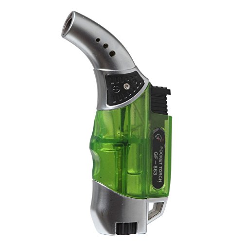 GuangFa Handheld Mini 863 Butane Torch Windproof Refillable Gas Steel Adjustable Flame 1300°C/2500°F for Kitchen Cooking Cigar Light BBQ Welding … (Green)
