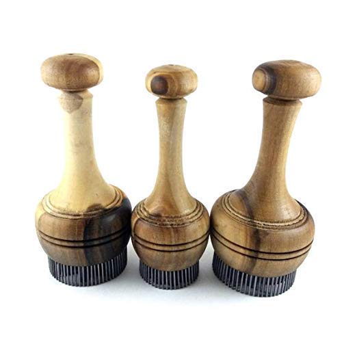 Low-priced-three-piece-set-of-traditional-handmade-Uzbekistan-bread-stamping-tools-196-inch-each-in-diameter-Free-cookbook