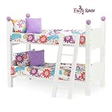 Emily Rose 18 Inch Doll Furniture | 2 Single Stackable 18 Inch Doll Beds | Doll Bunk Bed, Includes 2 Sets of Colorful Bedding & Ladder | Fits 18