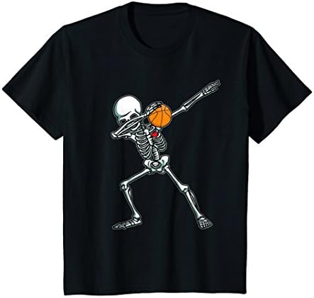 Kids Halloween Dabbing Skeleton Basketball TShirt Funny Dab Dance 10 Black