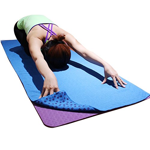 Zuozee Hot Yoga Towel Non Slip,Sport Towel Absorbent,Travel Towel Microfiber,Goyoga Yoga Mat Cover for Workout Exercise Fitness Pilates Picnic Leisure,Free Headband & Mesh Bag Included