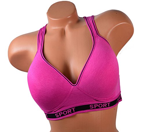 Viola's Secret Women Bras Lot 1 Or 6 Pack of Cotton Sports Bra B Cup C Cup and D Cup (40D, 8916)