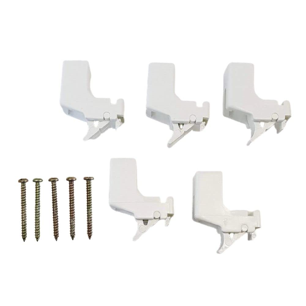 Drape Curtain Track Brackets Extra Super Standard Rail Supports W1793 White Rail Track Brackets with Screws for Windows Shower Curtain Pack of 5.