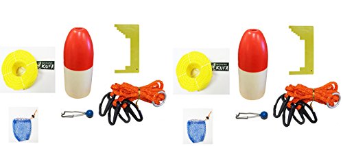2-Pack of KUFA Crabbing Accessory kit (100' Poly Rope with line Weight,Caliper,Harness,Bait Bag & 11" Float) Cap-1