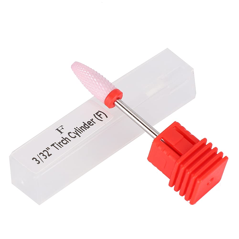 Sonew Ceramic Nail Drill Bit, Cylinder Shape Grinding Head Nail Drill Bit for Nail Polishing Manicure Tools Fine Manicure Drill Bits (5 Types) (21L)