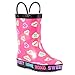 ZOOGS Children's Rubber Rain Boots, Little Kids & Toddler, Boys & Girls Patterns, Pink (Hearts Verbage), 13 Little Kid