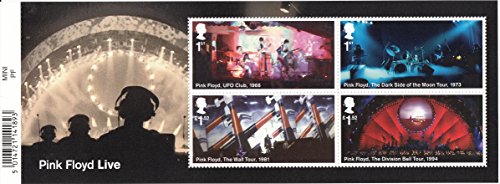 Pink Floyd UFO Club, Dark Side of the Moon, The Wall, Division Bell Tours Sheet Collectible Postage Stamps Royal Mail
