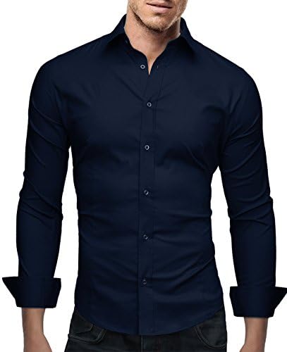 Marco Marcucci Men's Premium Dress Shirt Flim Fit - Long Sleeve Basic - Breathable