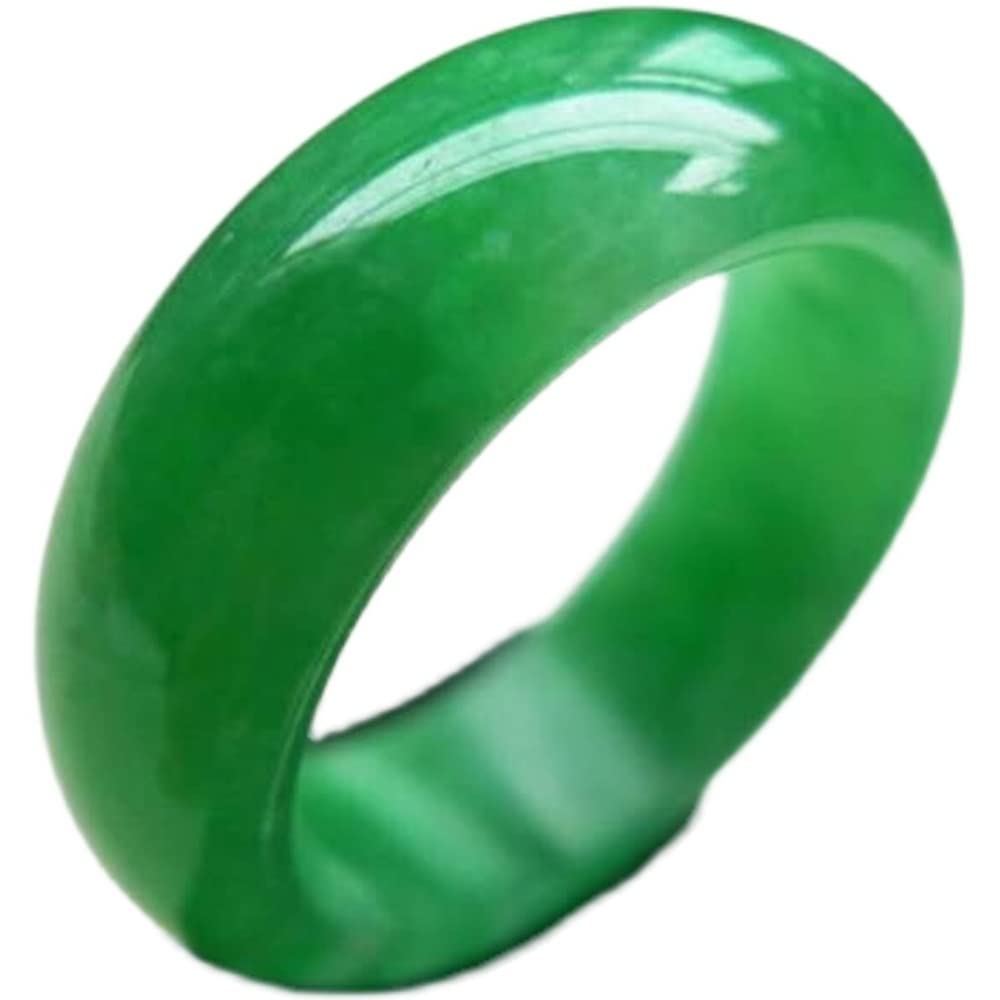yigedan Women Natural Green Jade Jadeite Band Ring Simple 18 Mm