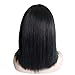 Brazilian Human Hair Bob Wigs with Bangs Yaki Machine Made Glueless Short Wigs with Wood comb and Wig Cap (12 Inch, Natural Color） (#1 jet black)